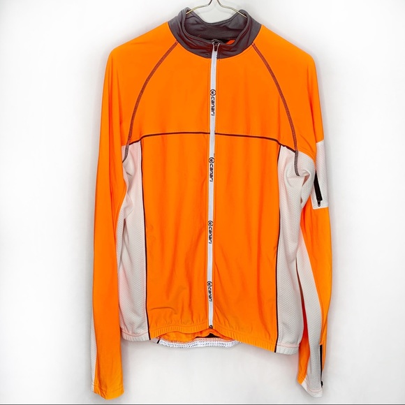 orange cycling jacket